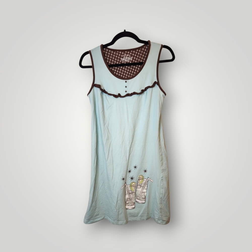 Sleep Sense Light Blue Nightgown with Drink Print Size XS